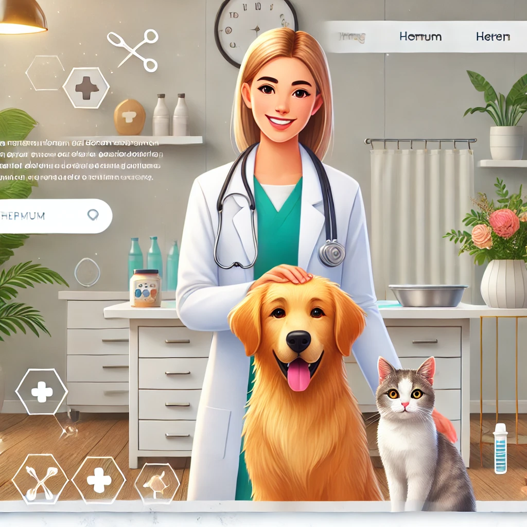 Veterinária com um pet